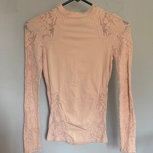 bebe Blush Lace Long Sleeve Top
